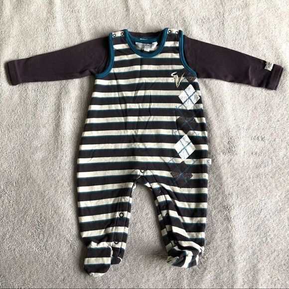 Kanz 2pc L/S Tee & Fleece Lined Overall Romper - Picture 2 of 11